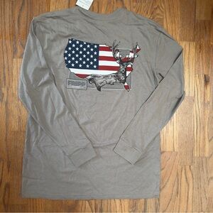 FRIPP Patriotic Shirt Mens Medium Gray Long Sleeve‎ American Flag Deer Graphic